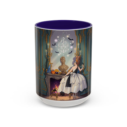 🕯️🎃 The Moonlit Manor Drawing Room Colorful Mug – Elegant Halloween Charm