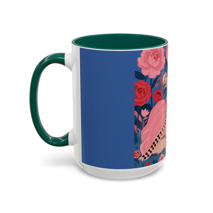 The Lady And The Scarlet Macaw Colorful Mugs – Art Deco Floral Elegance