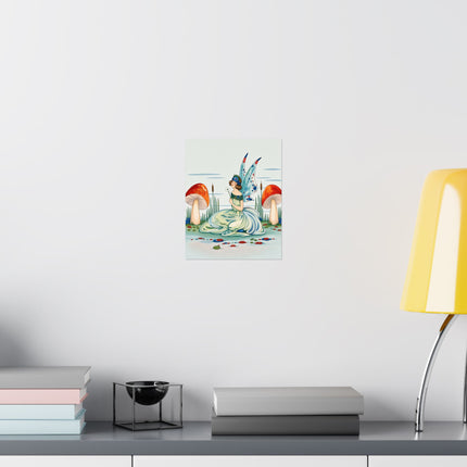 🧚🍄 The Lady Of The Enchanted Mushroom Garden Matte Vertical Poster – Art Deco Fairy Fantasy