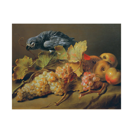 Still Life with Parrot and Grapes by Erasmus Von Engert Matte Horizontal Posters