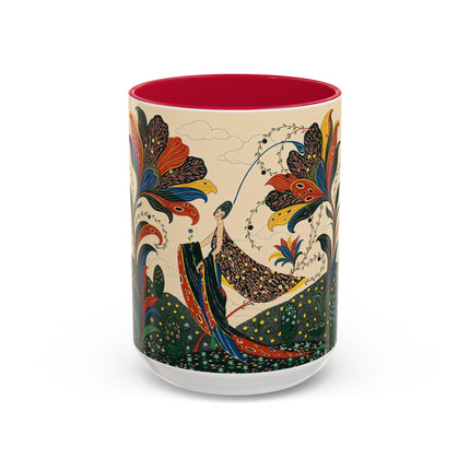 🌺🦋 The Enchanted Floral Voyage Colorful Mug – Art Deco Botanical Whimsy