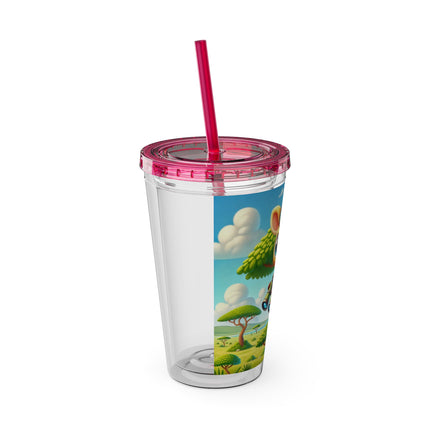 Giraffe Lookout Sunsplash Tumbler with Straw, 16oz