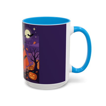 🎃🌕 The Pumpkin Moon Enchantress Colorful Mug – Elegant Halloween Masquerade