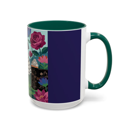 The Lady Of The Lotus Garden Colorful Mugs – Art Deco Botanical Elegance