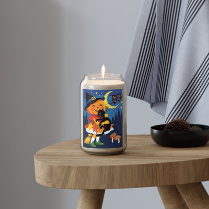 🎃🐈‍⬛ The Little Pumpkin Witch And Her Black Cat Scented Soy Candle – Whimsical Halloween Charm