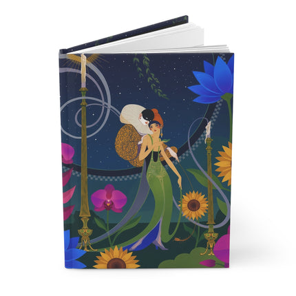 🌙🌻 The Lovers Of The Midnight Flower Garden Hardcover Journal – Art Deco Romantic Elegance