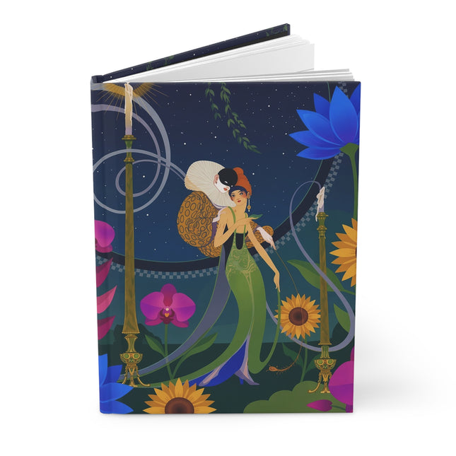 🌙🌻 The Lovers Of The Midnight Flower Garden Hardcover Journal – Art Deco Romantic Elegance
