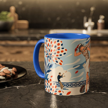 🌼🧡 The Polka Dot Wind Dancer Colorful Mug – Art Deco Fashion Whimsy