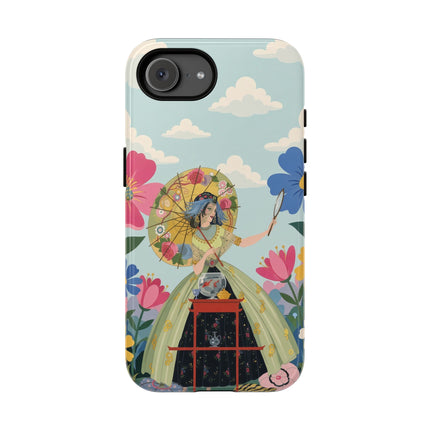 🌸🪞 The Floral Parasol Reflection Phone Case – Art Deco Garden Fantasy