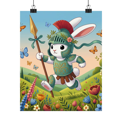 🐇⚔️ Rabbit Gladiator Matte Vertical Poster – Courage, Adventure & Meadow Heroics