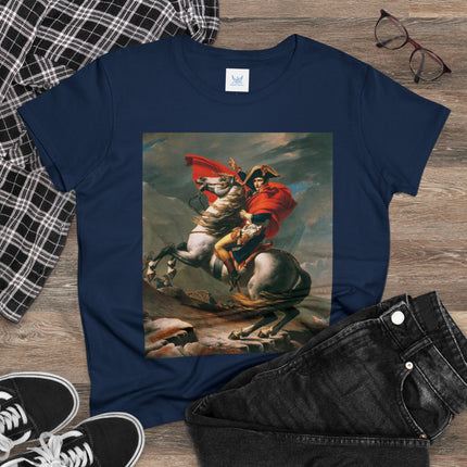 Napoleon Crossing the Alps by Jacques-Louis David Women's Midweight Cotton Tee