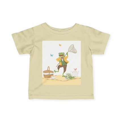 🐸🦋 The Little Butterfly Chasing Frog Infant Fine Jersey Tee – Whimsical Woodland Charm