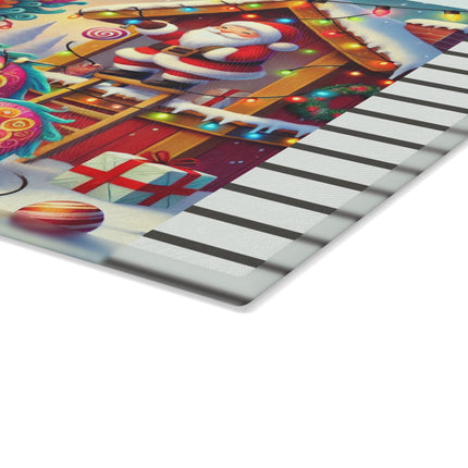 Playful Dragon's Christmas Glass Cutting Board
