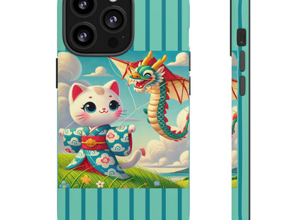 Geisha Kitten and the Dragon Kite Phone Cases