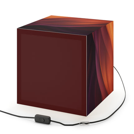 Wave Pattern with Intertwined Hues of Orange, Rose, Maroon, and Purple Light Cube Lamp