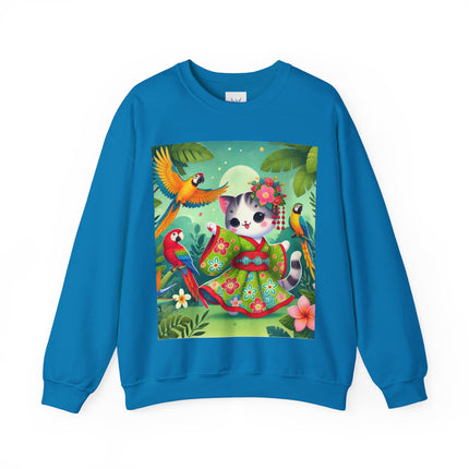 Parrot Dance of the Geisha Kitten Heavy Blend™ Crewneck Sweatshirt