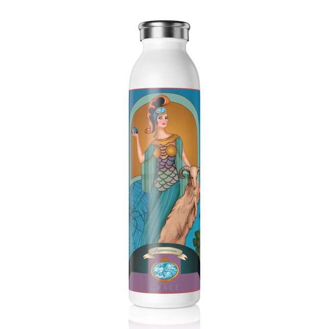 March & Aquamarine (Gem Series) by Sofia Chiostri Slim Water Bottle