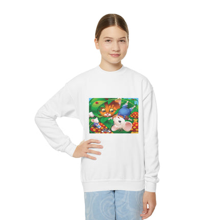 Whimsical Adventure Youth Crewneck Sweatshirt – Playful Journey & Storybook Fun