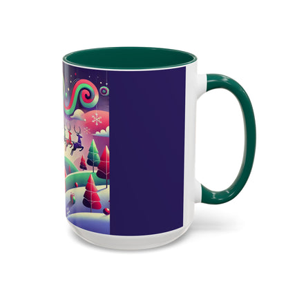 Festive Reindeer Flight Colorful Mugs (11oz, 15oz)