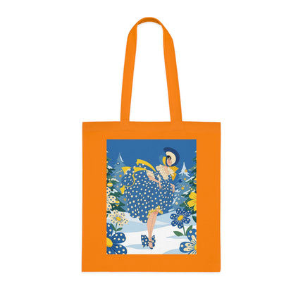 💙🎄 The Bluebell Christmas Promenade Cotton Tote Bag – Art Deco Holiday Elegance