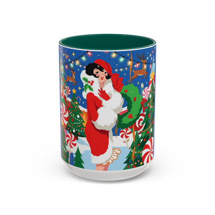 🦌🍬 The Lady Of The Peppermint Christmas Garden Colorful Mug – Colorful Art Deco Holiday Fantasy