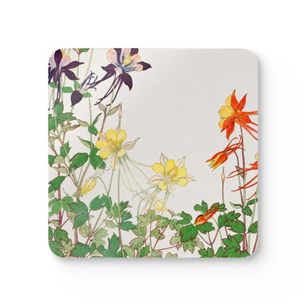 Aquilegia Flowers by Tanigami Kônan Corkwood Coaster Set