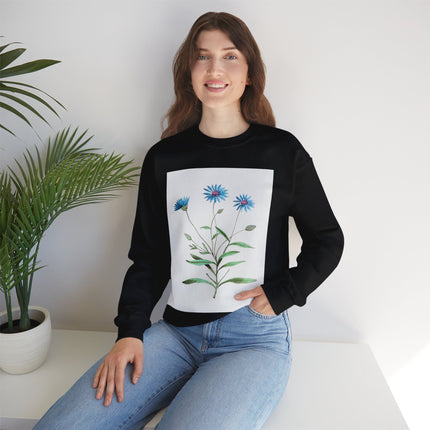 Blue Strawflower by Anselmus Boëtius de Boodt Heavy Blend™ Crewneck Sweatshirt