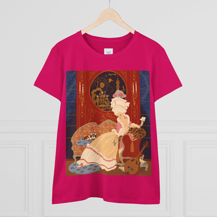 🎼🐈 The Lady Of The Midnight Salon Cotton Tee – Art Deco Fashion Illustration