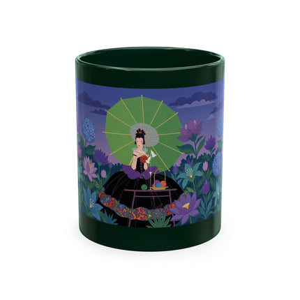🧶☂️ The Lady Of The Garden Knitting Circle Ceramic Mug – Art Deco Floral Whimsy