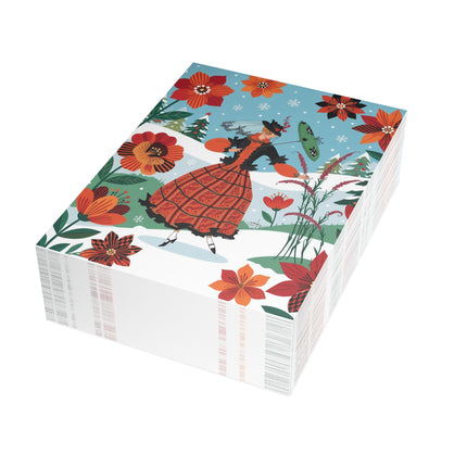 🌺❄️ The Lady Of The Scarlet Winter Garden Greeting Card – Art Deco Holiday Fantasy