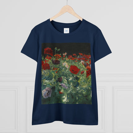 Poppies (A Study of Poppies for Carnation, Lily, Lily, Rose) by John Singer Sargent Women's Midweight Cotton Tee