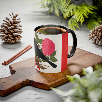 Blackbird & Rose Colorful Mugs – Timeless Elegance & Nature's Harmony