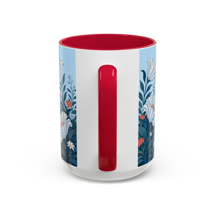 🎨💙 The Enchanted Garden Artist Colorful Mug – Art Deco Floral Whimsy
