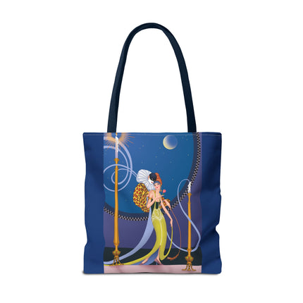 Smoke and Secrets: A Glamorous Encounter in Prohibition Era Tote Bag (AOP)
