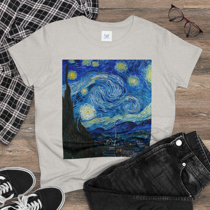 The Starry Night by Vincent Van Gogh Women's Midweight Cotton Tee