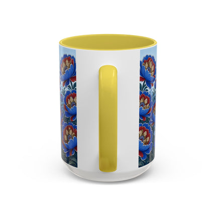 💙🌺 The Sapphire Blossom Garden Dancer Colorful Mug – Art Deco Fashion Fantasy