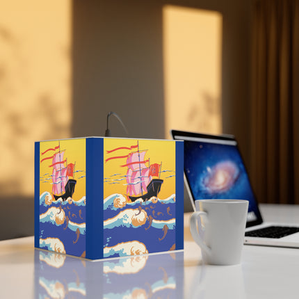 Golden Seas and Whimsical Dreams Light Cube Lamp