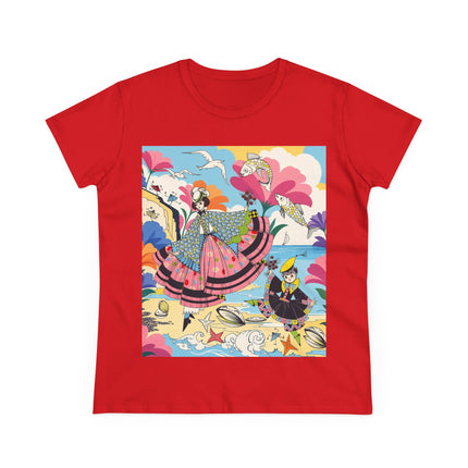 🐚🐟 The Seaside Fantasy Cotton Tee – Art Deco Ocean Whimsy