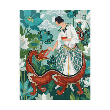 🐉🌿 The Dragon Keeper Puzzle – Art Deco Floral Fantasy