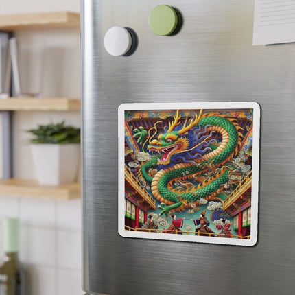 Tibetan Dragon Over Kabuki Duel Die-Cut Magnets (4 Sizes)