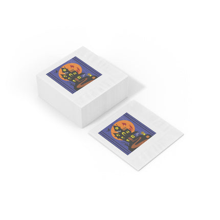 Halloween Night at the Haunted House White Coined Napkins