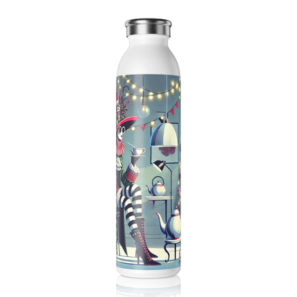 Whimsical Christmas Tea Party Slim Water Bottle