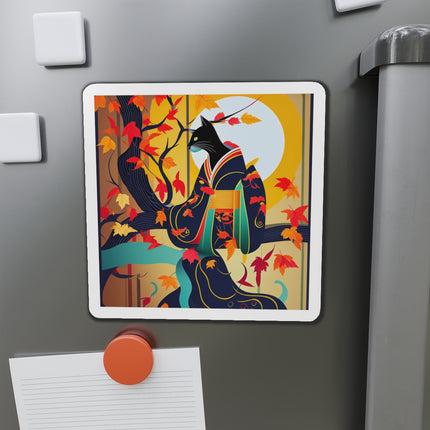 Black Cat in Kimono Die-Cut Magnets (5 Sizes)