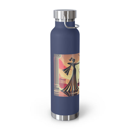 Art Deco Valentine's Romance Copper Vacuum Insulated Bottle, 22oz
