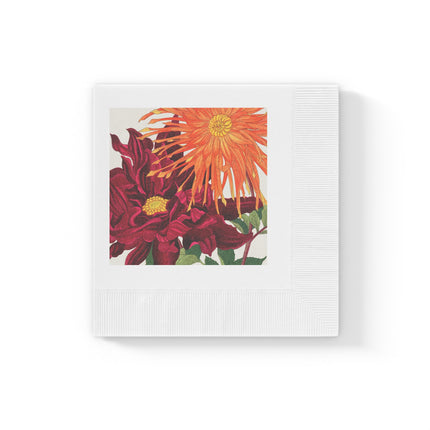 Dahlia by Tanigami Kônan White Coined Napkins