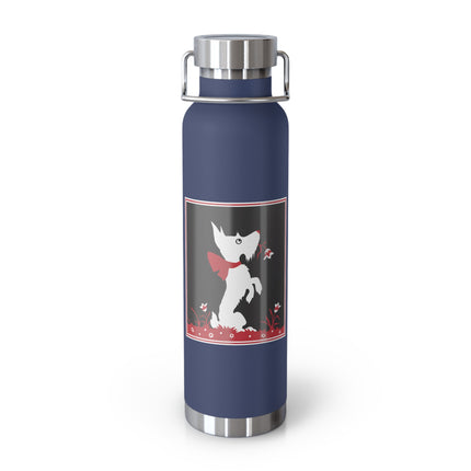 The Enchanting White Terrier with a Red Bow Copper Vacuum Insulated Bottle, 22 oz