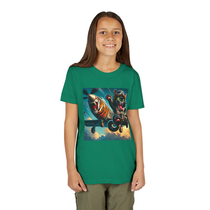 Parachuting Cat Commando Youth Short Sleeve Tee