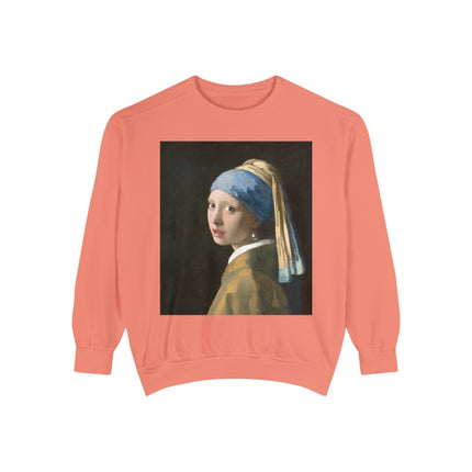 Girl with a Pearl Earring by Johannes Vermeer Unisex Garment-Dyed Sweatshirt