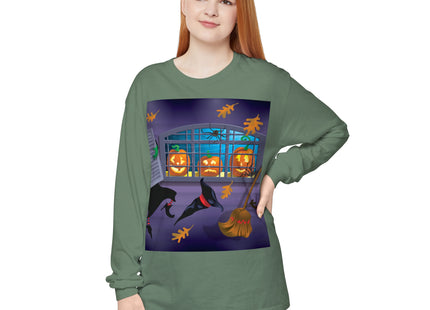 Whimsical Halloween Mischief Unisex Garment-dyed Long Sleeve T-Shirt