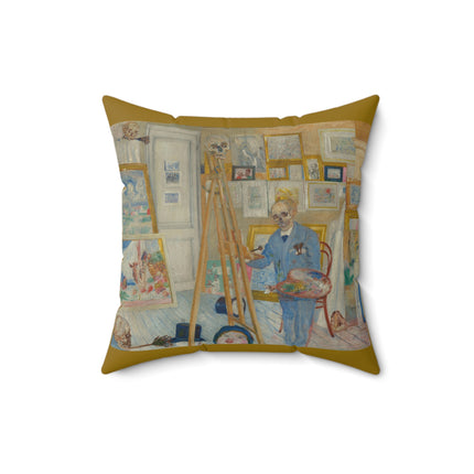 The Skeleton Painter by James Ensor Spun Polyester Square Pillow